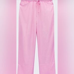 Zara Soft Pink Wide-Leg Drawstring Pants Medium